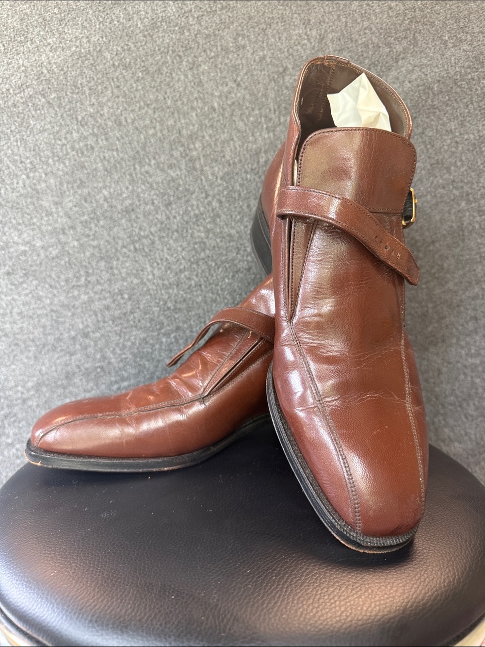 Florsheim Brown Leather Single Monk Strap Dress Shoes